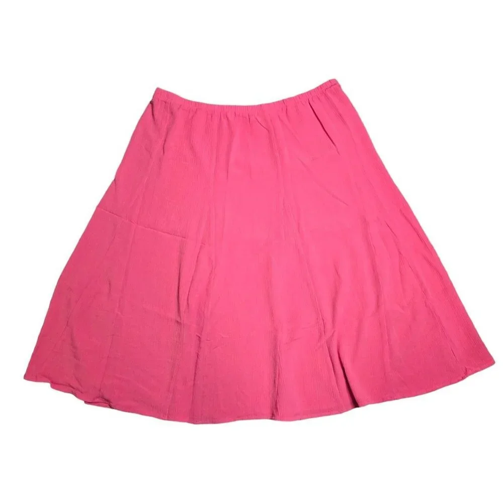 Susan Graver Womens Skirt XL Salmon Gauze Midi A Line Pull-On Elastic Waist - Picture 1 of 6